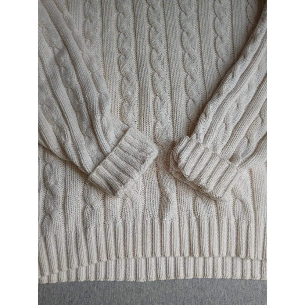 Vintage Gap Sweater Large Tennis Prep Cable Knit V Neck Preppy Wimbleton 90s - Picture 4 of 15